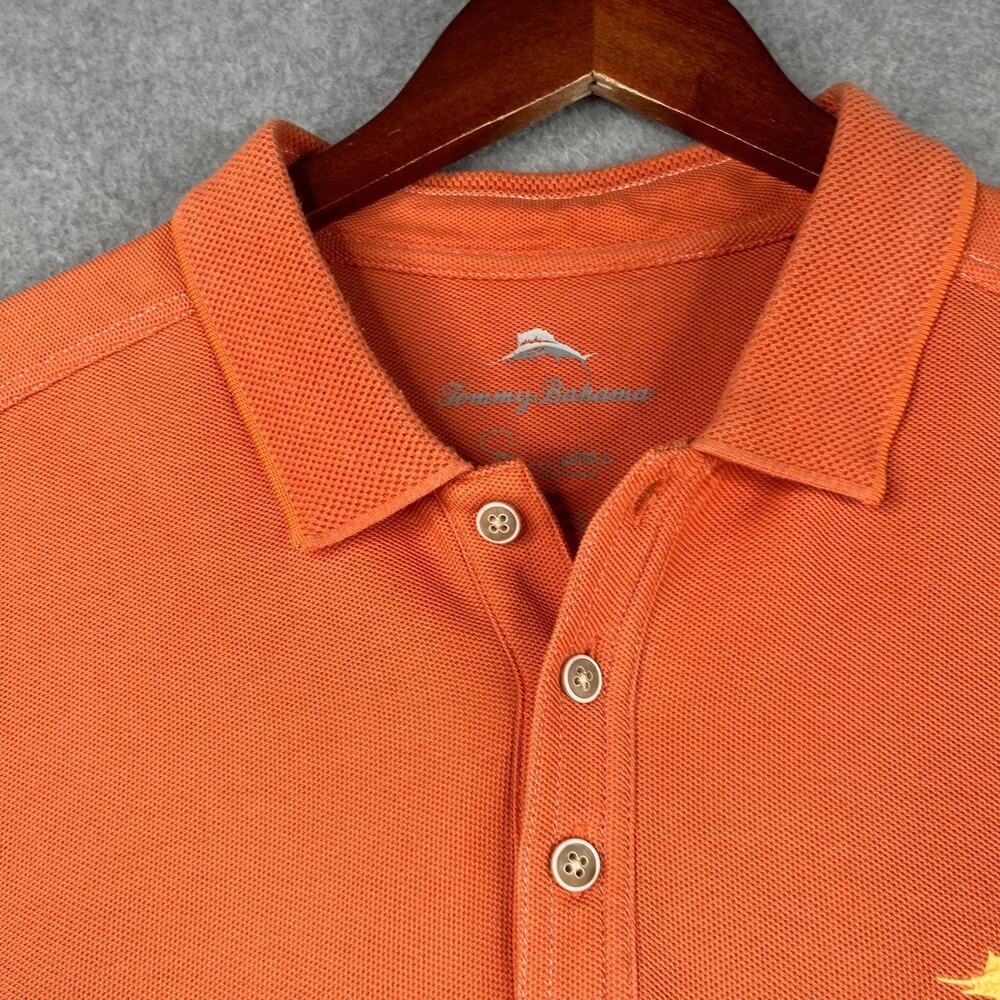 Tommy Bahama Supima Polo Shirt Coral Orange Beach Casual Mens Large - Picture 5 of 11